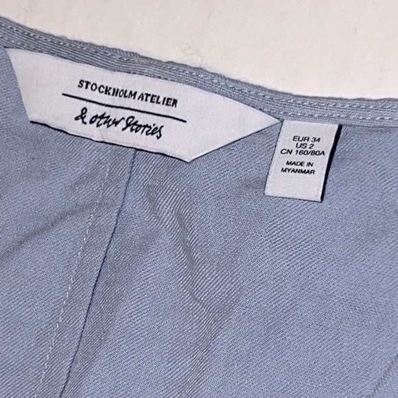 & Other Stories Mini Button Up Cotton Dress Women Size 2 Short Dress Light Blue - Picture 3 of 16